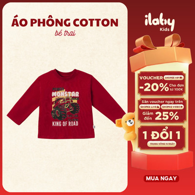 [KOL LIVE] Áo thun dài tay bé trai ILABY Monstar chất liệu thun cotton co giãn 4 chiều thích hợp đi học đi chơi [3548]