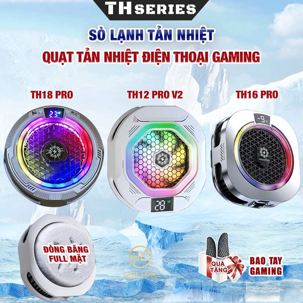 Sò lạnh tản nhiệt điện thoại FS18 Pro / TH12 / TH18 / TH10 Pro / CX15 Pro Gaming thế hệ mới đóng băn