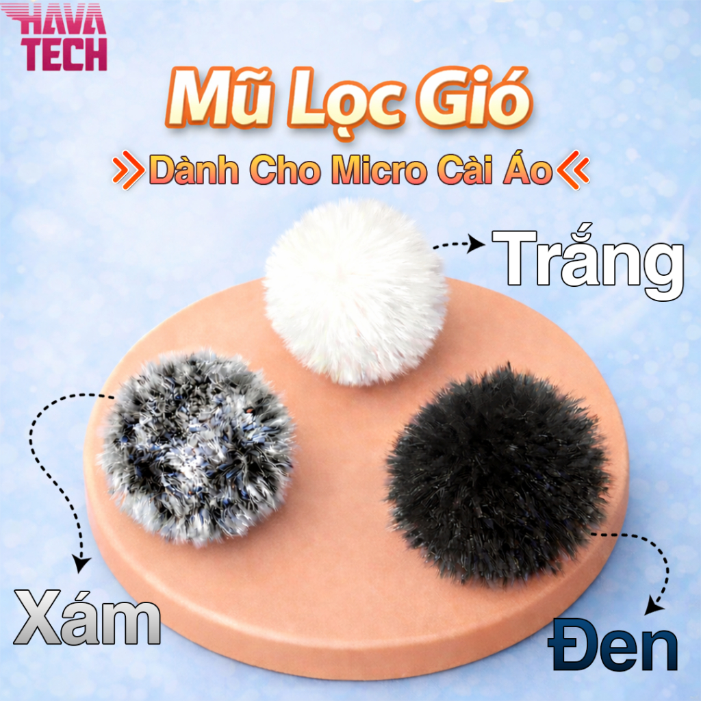 Đầu bông mũ lọc gió cho micro cài áo không dây gocheck, M31, K12, K9