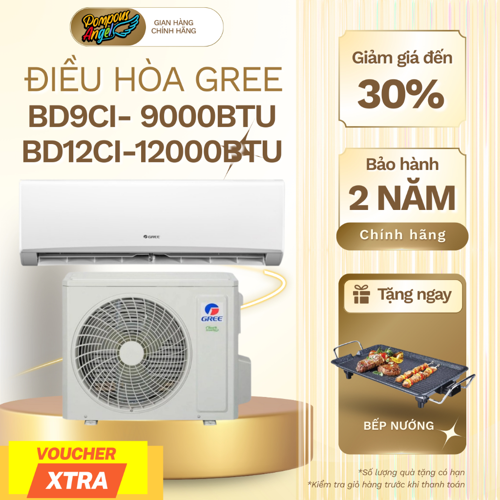[Chính hãng] Điều hòa kim cương đen inverter tiết kiệm điện Gree BD9CI-9000BTU / BD12CI-12000BTU 1 c