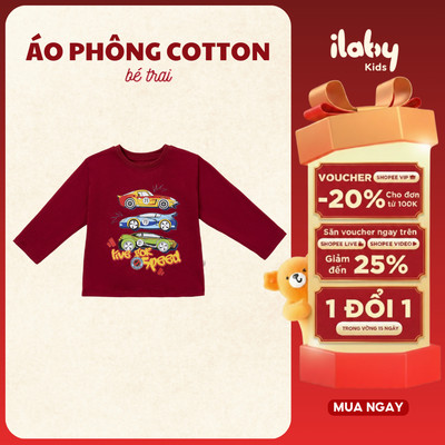 Áo thun dài tay bé trai ILABY Live for Speed chất liệu thun cotton co giãn 4 chiều, thấm hút mồ hôi tốt [3546]