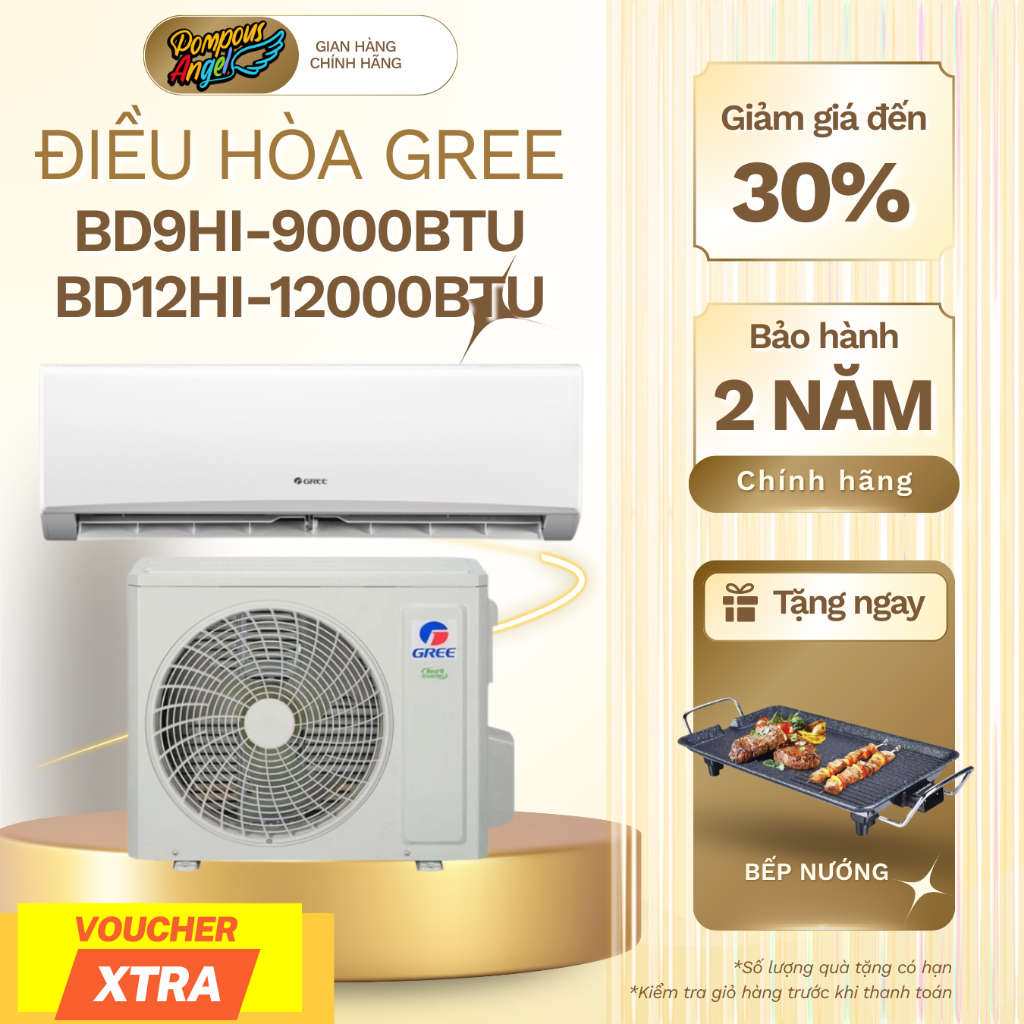 [Chính hãng] Điều hòa Black Diamond tiết kiệm điện 2 chiều Inverter GREE BD9HI/BD12HI cho phòng 15-2