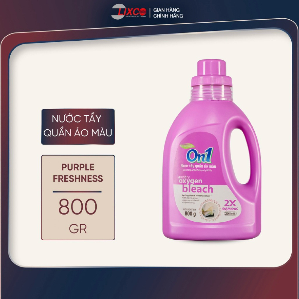 Nước tẩy quần áo màu On1 800ml / Nước tẩy quần áo màu On1 Oxygen bleach sạch khuẩn thơm mát.