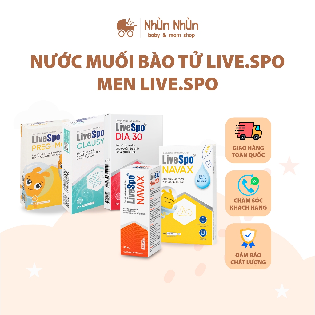 (Nhùn Nhùn) Dung dịch nhỏ mũi/xịt mũi LIVESPO NAVAX vàng, LIVESPO NAVAX đỏ, Men LIVESPO Clausy, Preg-mom, Dia 30