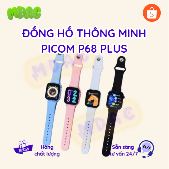 Đồng hồ thông minh Picom P68 Plus - Lắp sim nghe gọi độc lập, định vị, SOS, video call
