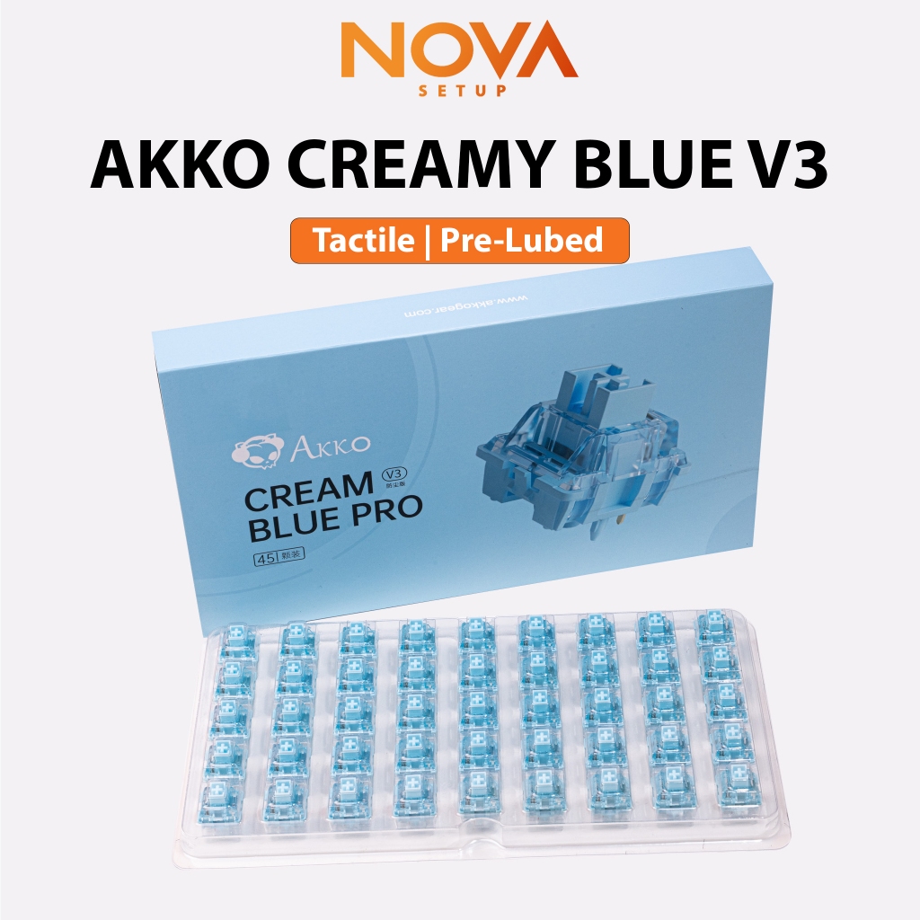 Pack 45 Switch Akko Creamy Blue V3 tactile 55g prelubed công tắc bàn phím cơ Akko Creamy Blue