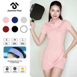Váy Tennis Pickleball Nữ Cổ Trụ Dáng Suông Hiện Đại Cao Cấp, Thoáng Mát Có Kèm Quần Bảo Hộ JG019 - Jasmine Flow Premium