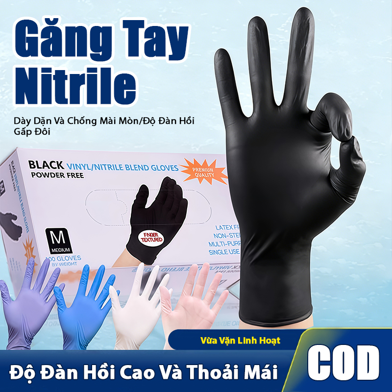 Găng Tay Đen/Xanh Có Không Bột 100 Chiếc Siêu Dai, Khó Rách - Cho Spa Thẩm Mỹ Viện - Phun Xăm-Nhà Hàng