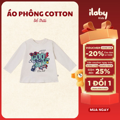 Áo phông dài tay cho bé trai ILABY Cool Boy cổ tròn form vừa thích hợp đi học, đi chơi, chất liệu thoáng mát [3357]