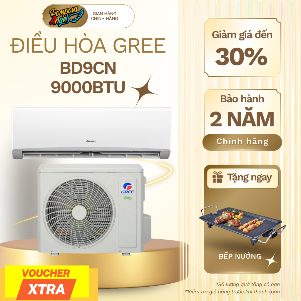 [Chính hãng]  Điều hòa Kim cương đen có màng lọc kháng khuẩn 1 chiều 9000BTU GREE BD9CN 9000BTU cho 