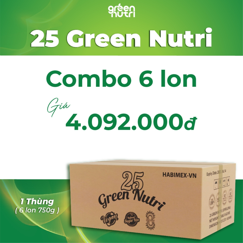 [Gía ưu đãi] Combo 6 Lon Sữa Hạt Ngũ Cốc 25 Green Nutri thành phần 25 loại hạt đậu - Lon 750gr
