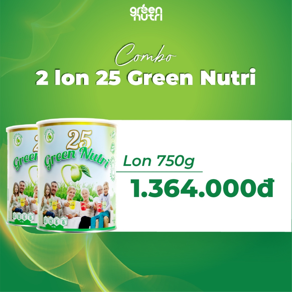 [Chính Hãng] Combo 2 Lon Sữa Hạt Ngũ Cốc 25 Green Nutri 25 loại hạt đậu - Dạng Lon 750gr