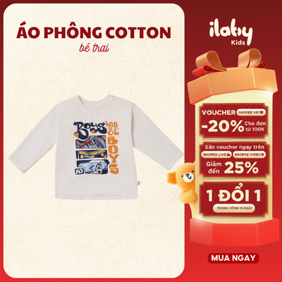 Áo phông dài tay bé trai ILABY Boys chất liệu thun cotton thoáng mát co giãn 4 chiều thấm hút tốt [3540]