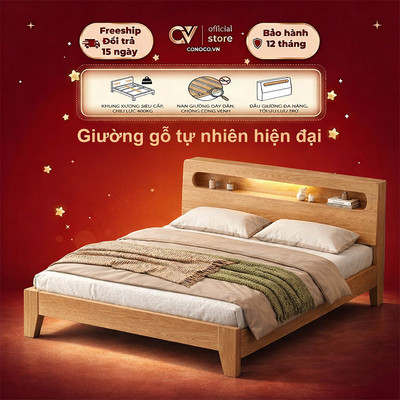 Giường Ngủ Gỗ Tự Nhiên Cao Cấp   BẢO HÀNH 12 THÁNG Decor Phòng Ngủ Hiện Chắc Chắn Chắc Chắn