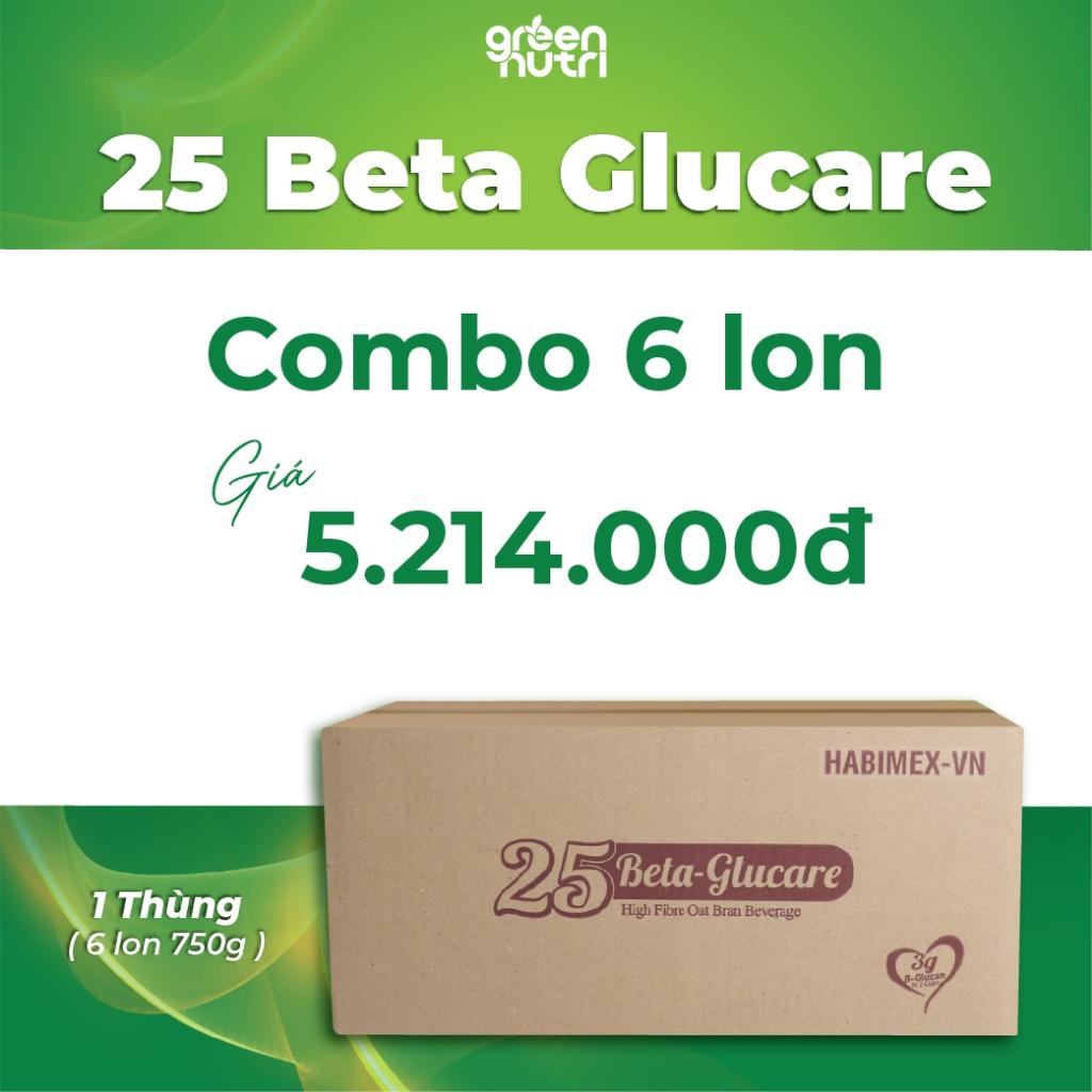 [GIÁ ƯU ĐÃI] Thùng 6 Lon 25 Beta Glucare Sữa Hạt Ngũ Cốc Green Nutri (Lon 750gr)