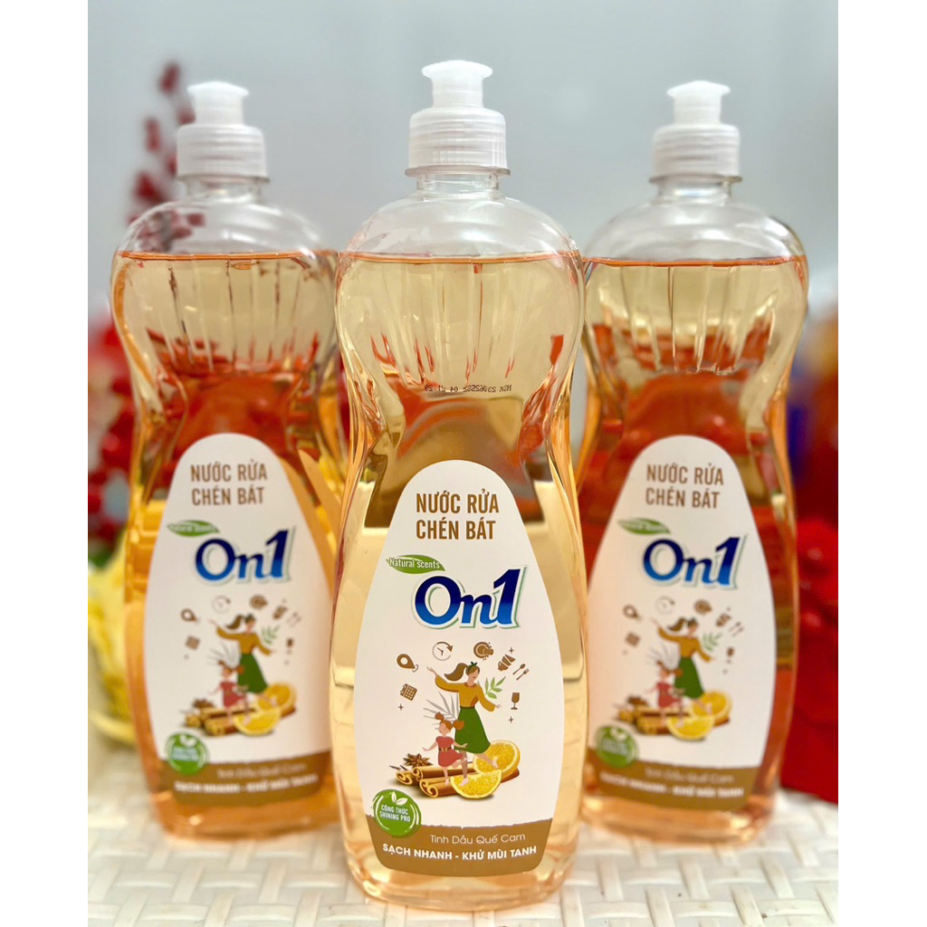 [TẶNG KÈM bọt rửa tay On1 250ml ] Combo 3 Nước rửa chén On1 750ml, tinh dầu quế cam