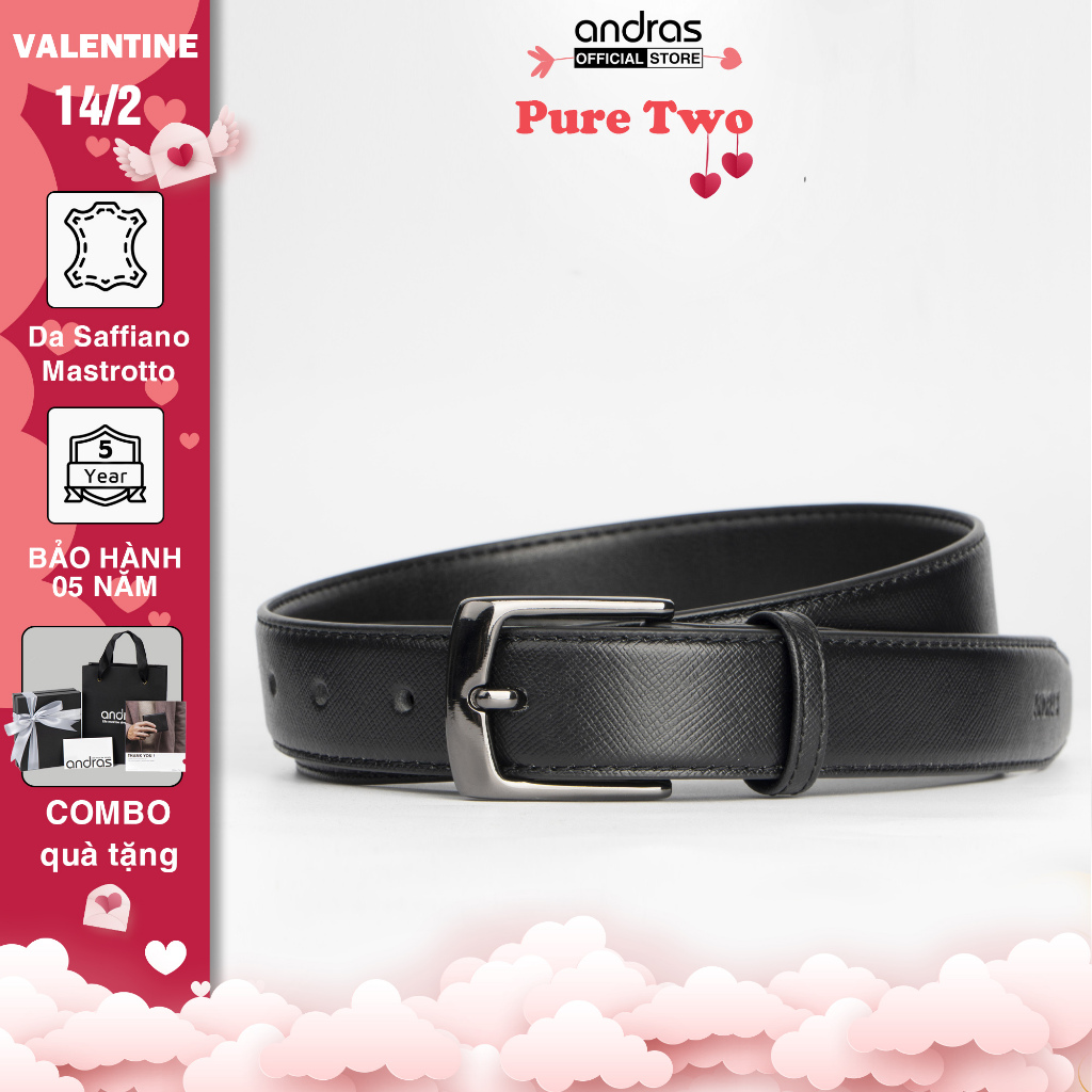 Thắt lưng nam bản nhỏ 2.8cm Pure Two Belt da bò Mastrotto dây lưng khóa kim Andras cao cấp - TL08