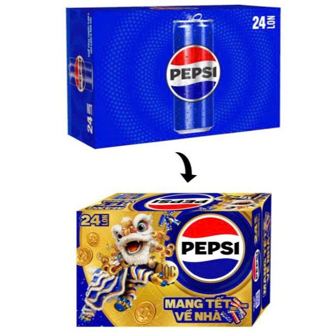 Thùng 24 lon nước ngọt Pepsi Cola 320ml/245ml