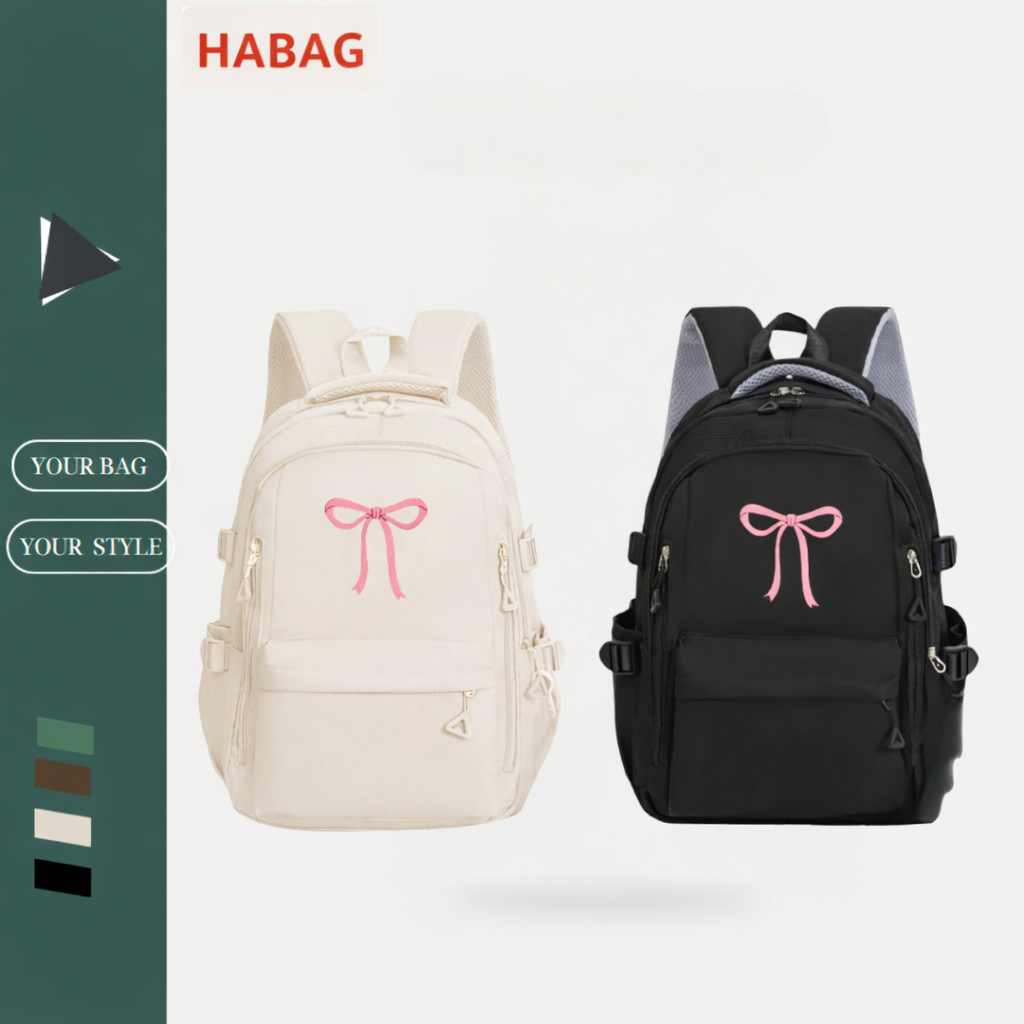 Balo HAZIN đi học nam nữ Mềm Mại Đính Nơ Màu Dễ Thương Phong Cách Nhật Bản