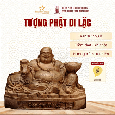 Tượng Phật Di Lắc gỗ hương cao cấp Thiên Mộc Hương decor trang trí, quà tặng phong thủy