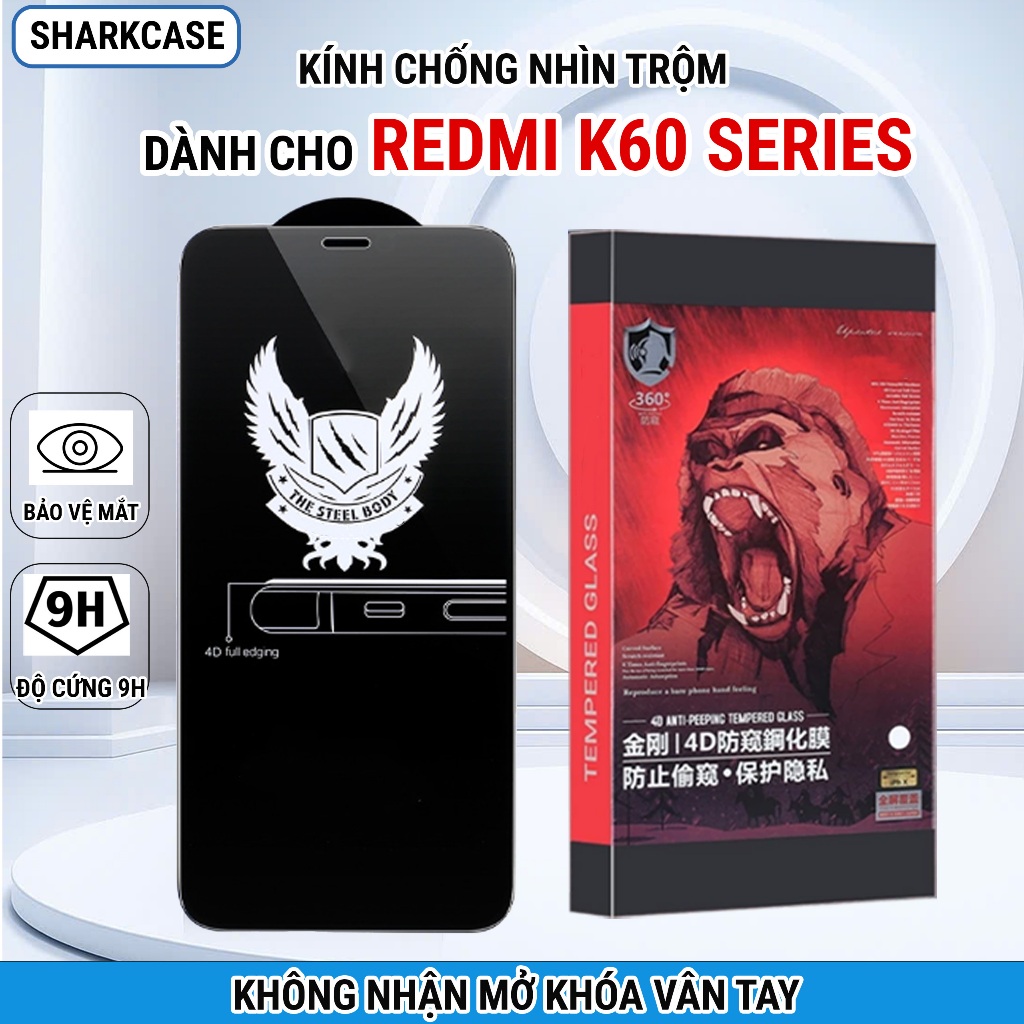 Cường lực Redmi K60, K60 Ultra, K60 Pro 5G chống nhìn trộm full màn kính màn redmi shark case