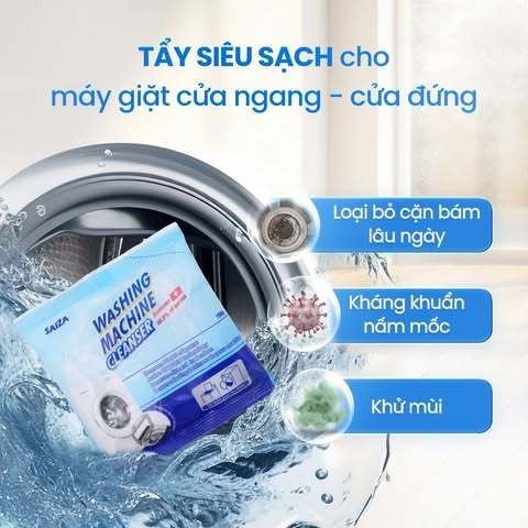 Combo 10 Gói Bột Vệ Sinh Lồng Giặt Saiza - Tẩy lồng giặt, Làm sạch máy giặt khử khuẩn [3]