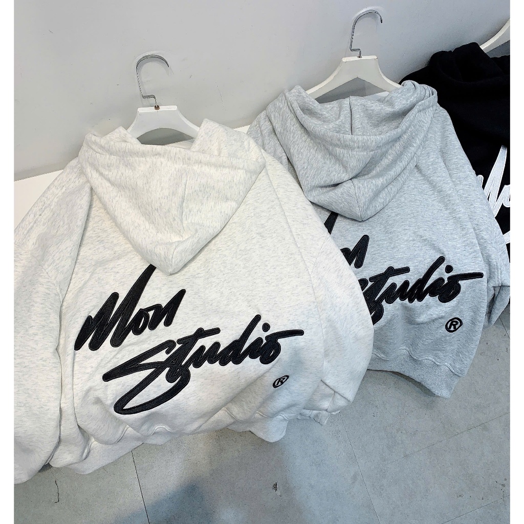 [ NỈ ÉP MÙA HÈ MÁT ] Áo Khoác Hoodie Zip Xuân Hè THÊU ĐẮP CAO CẤP MON STUDIO Vải Nỉ Ép, Form Boxy Unisex Nam Nữ. | BigBuy360 - bigbuy360.vn