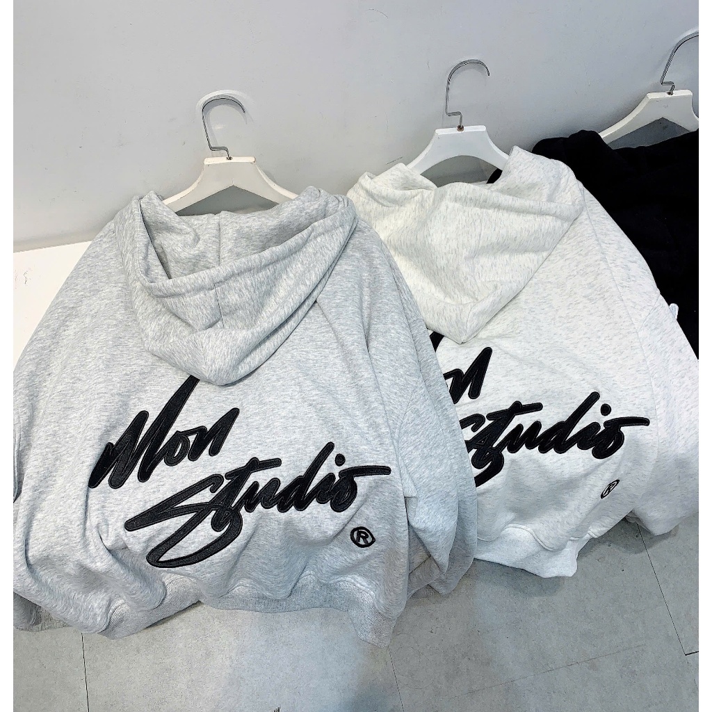 [ NỈ ÉP MÙA HÈ MÁT ] Áo Khoác Hoodie Zip Xuân Hè THÊU ĐẮP CAO CẤP MON STUDIO Vải Nỉ Ép, Form Boxy Unisex Nam Nữ. | BigBuy360 - bigbuy360.vn