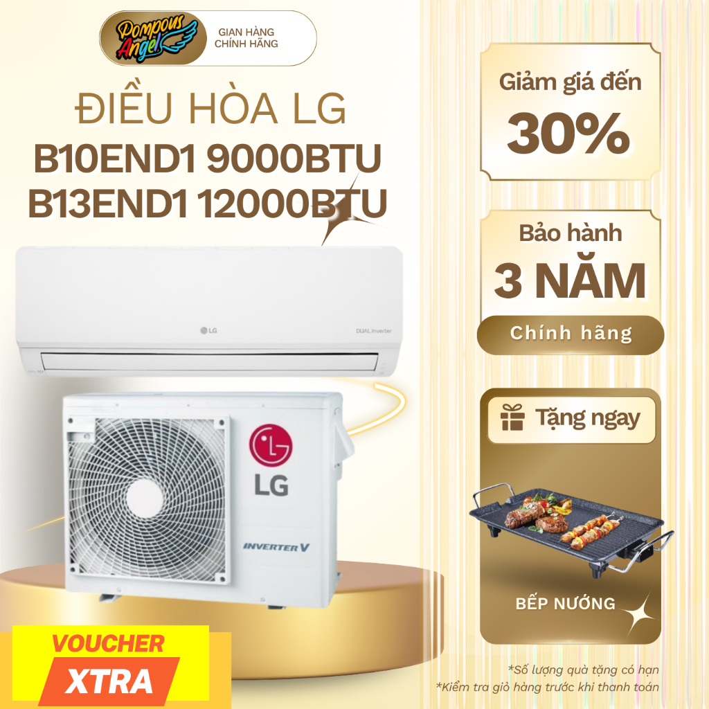 [Chính hãng] Điều hòa không khí , máy lạnh 2 chiều LG Inverter B10END1/B13END1 9000BTU 12000BTU tiết