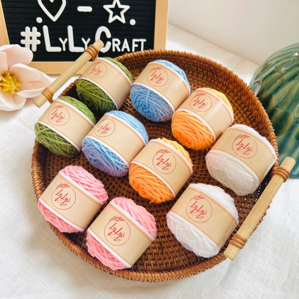 [Top Value] Len Milk Cotton Cloud Yarn 25g Sợi 2mm, Len Móc Khóa Thú Bông Chibi Sử Dụng KIm Móc Len 