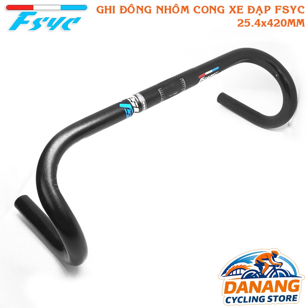 Ghi Đông Cong Xe Đạp Nhôm FSYC 25.4 x 420mm – Màu Đen