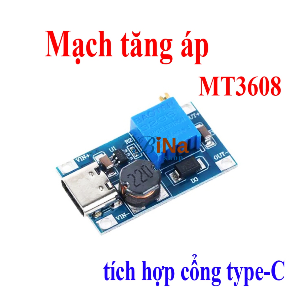 Mạch tăng áp DC 2A MT3608 tích hợp cổng type-C