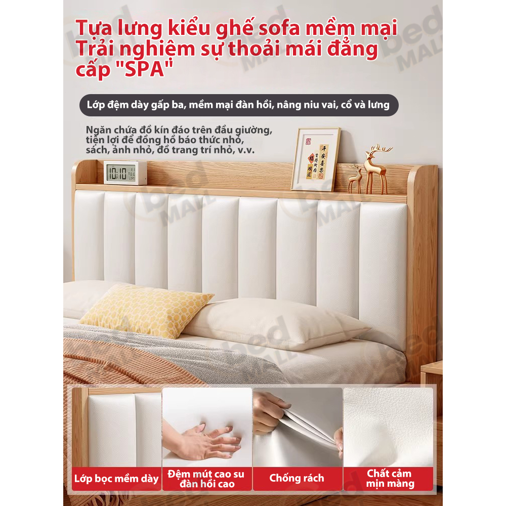 Giường Ngủ hiện đại Master Phòng Cưới Bọc Nệm Mềm Màu Trắng Giường Silent (Ốc Áp Lực) Bảo Hành | BigBuy360 - bigbuy360.vn