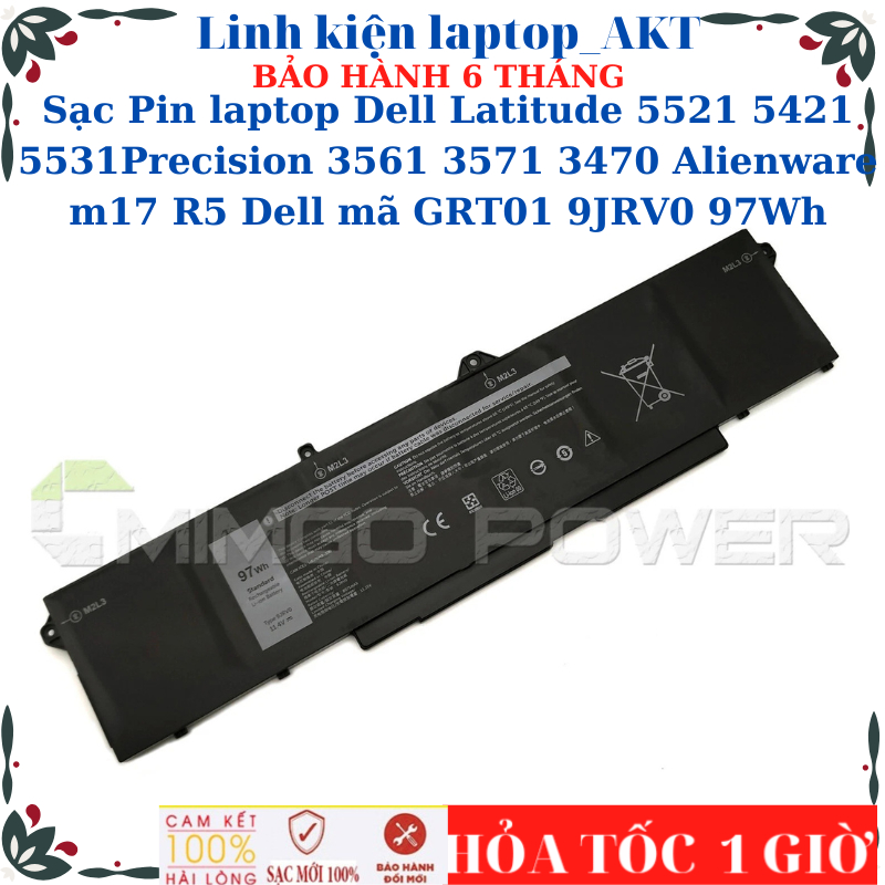 Sạc Pin laptop Dell Latitude 5521 5421 5531 Precision 3561 3571 3470 Alienware m17 R5 Dell mã GRT01 