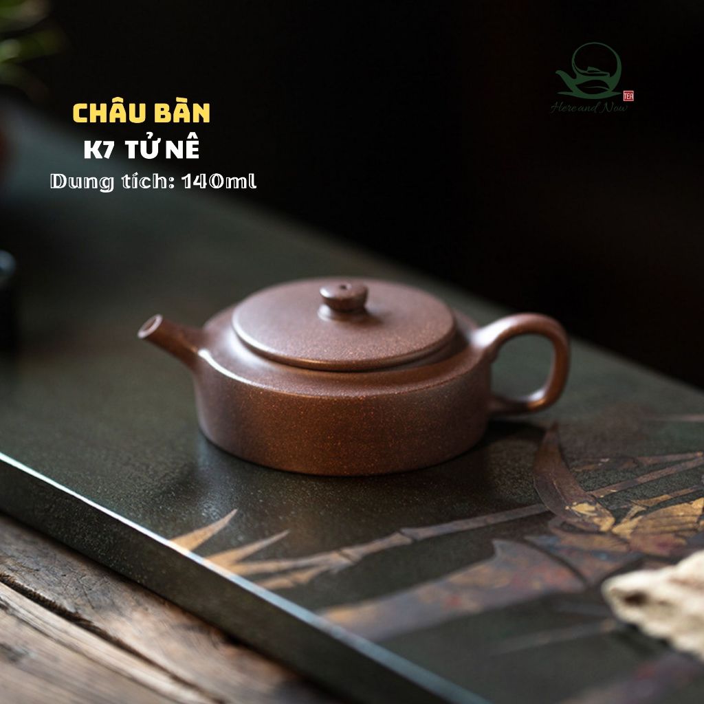 Ấm tử sa cao cấp Châu Bàn đất tử nê toàn thủ công 140ml chụp ảnh thật