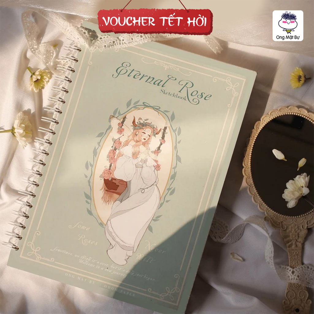 Sổ Vẽ Đa Chất Liệu Ong Mặt Bự - Giấy Không Kỵ Tẩy - Bìa Enternal Rose - Sketchbook Không Kèm Tài Liệu Vẽ