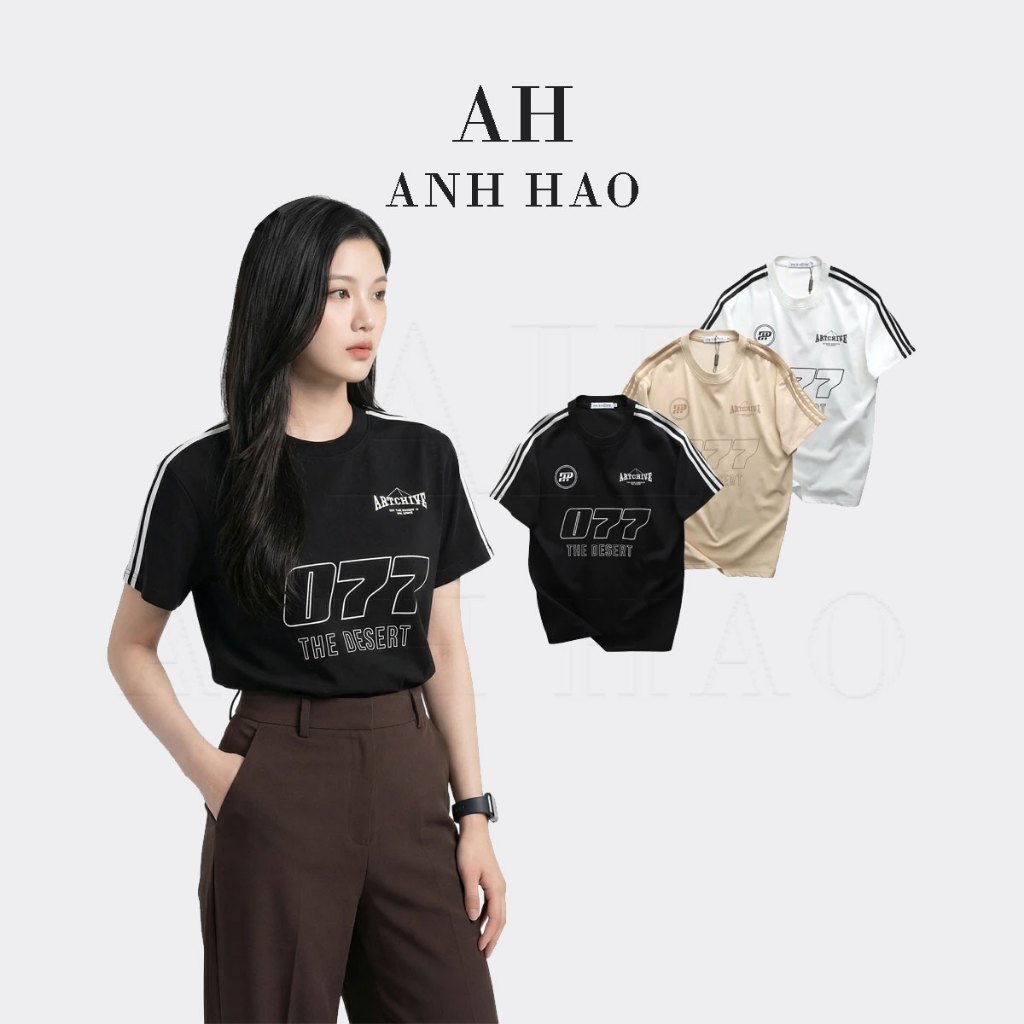 Áo thun UNISEX OVERSIZE form rộng nam nữ 077 form rộng teen cổ tròn trắng oversize | AH STUDIO