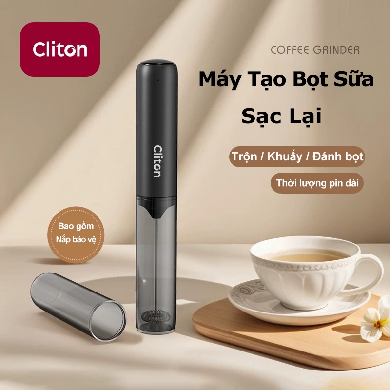 Cliton Máy Đánh Bọt Sữa Cầm Tay Mini | Máy Tạo Bọt Sữa Điện Cho Cà Phê, Latte, Cappuccino