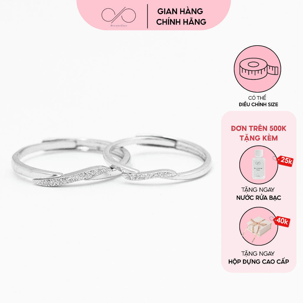 Nhẫn Đôi Bạc S925 DREAMSILVER Always Have, Always Will Chỉnh Được Size ND40