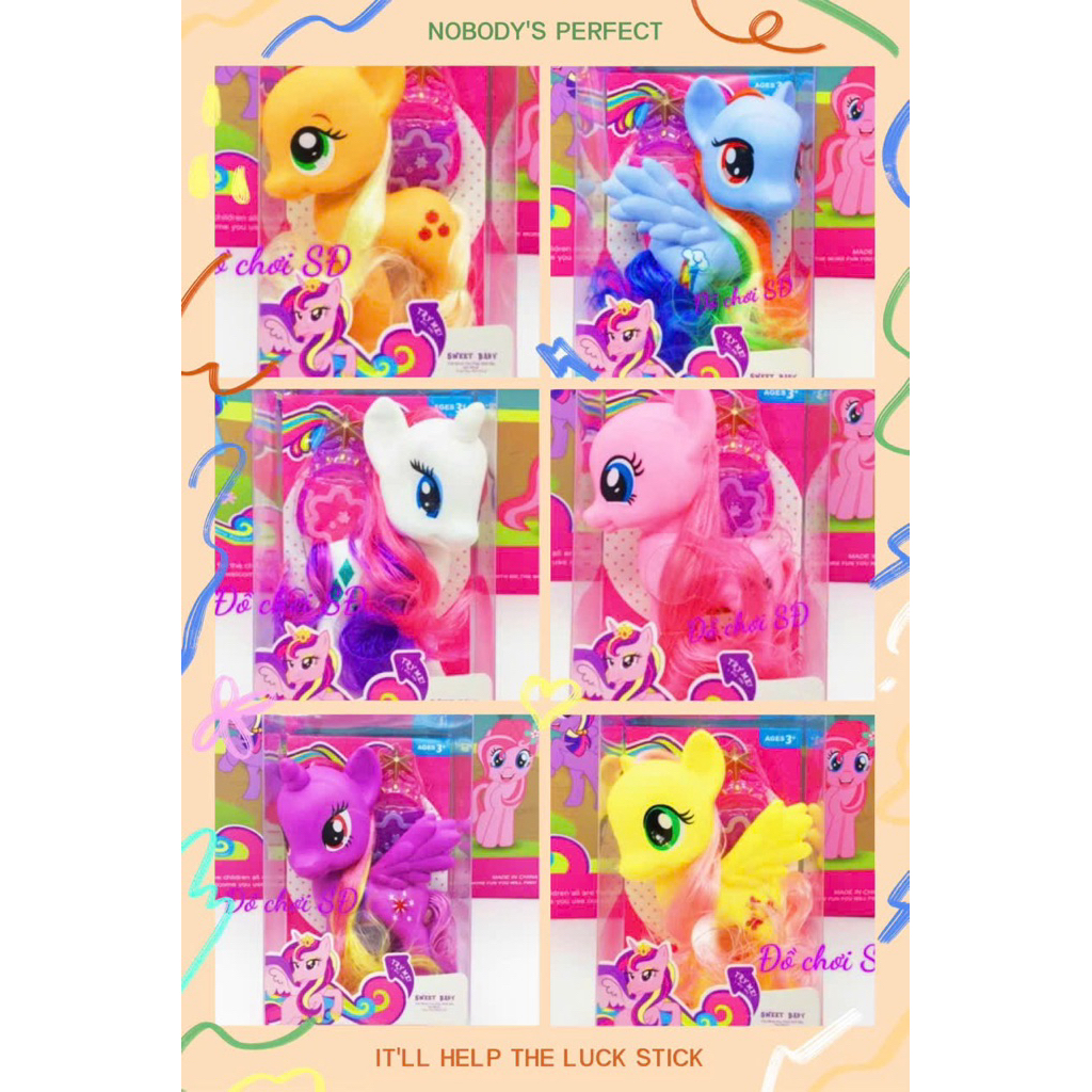combo 6 con -Ngựa Pony Có Nhạc & Đèn – Đồ Chơi Pony Dễ Thương Cho Bé