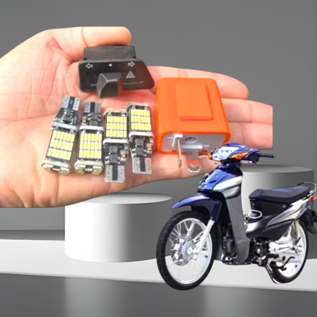 Bộ Xi Nhan Hazza T15 Kèm Rơle + Công Tắc Lắp Đặt Wave RS,Wave S,Wave 50/100 Cực Hót.