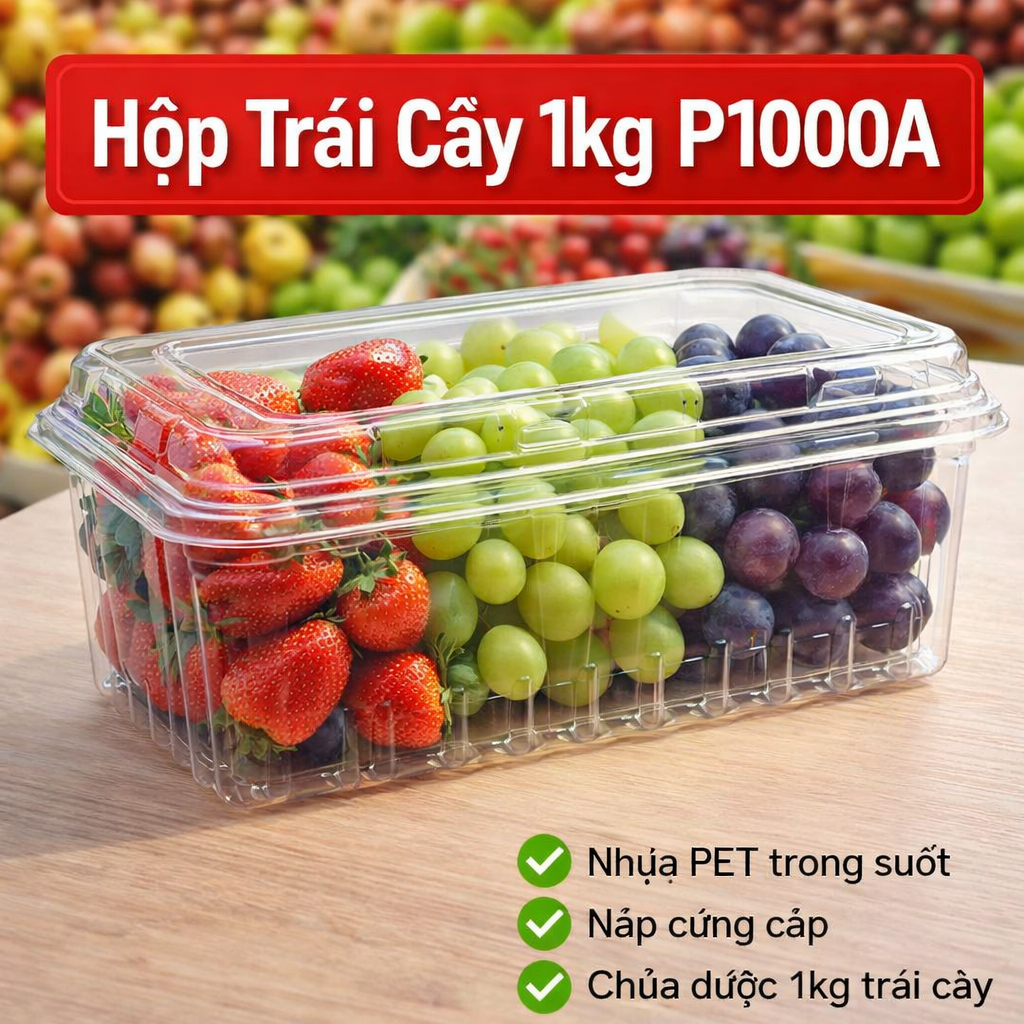 🧊 HỘP NHỰA ĐỰNG BÁNH – TRÁI CÂY 1KG - P1000A 🧁🍇