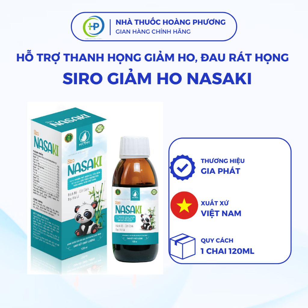 Siro Ho, Giảm Ho, Giảm Đờm, Khản Tiếng, Ngứa Họng, Đau Rát Cổ Họng, Viêm Phế Quản NASAKI Gia Phát Ph