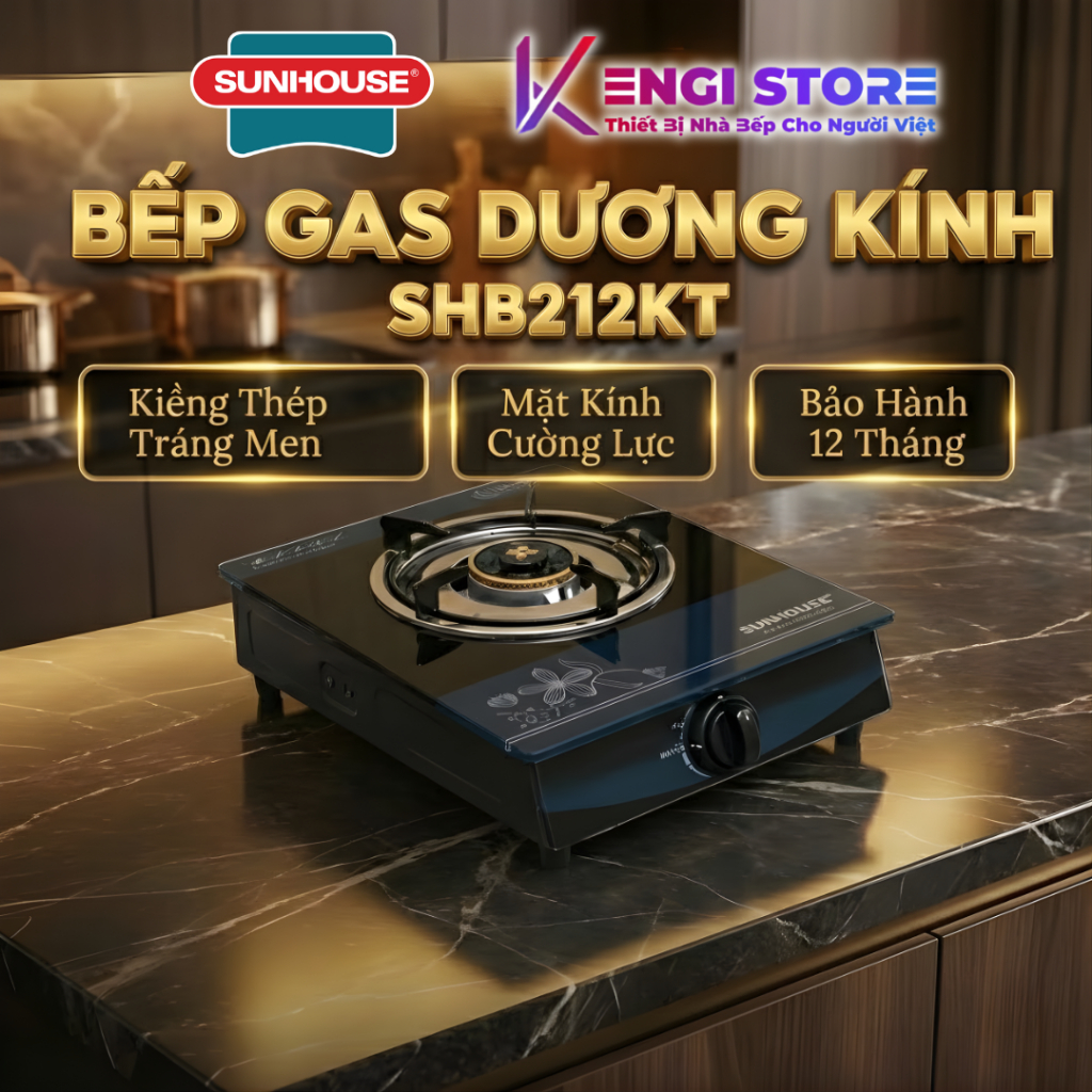 [Sunhouse Chính Hãng] Bếp Gas Dương Đơn Kính Sunhouse SHB212KT
