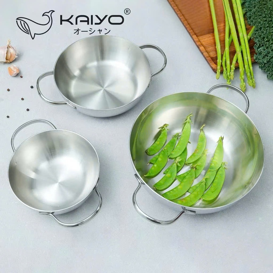 Chảo 2 quai sâu lòng inox 304 đáy từ 3 lớp liền khối Classic Pro Kaiyo KIW-6865 16cm | KIW-6872 20cm