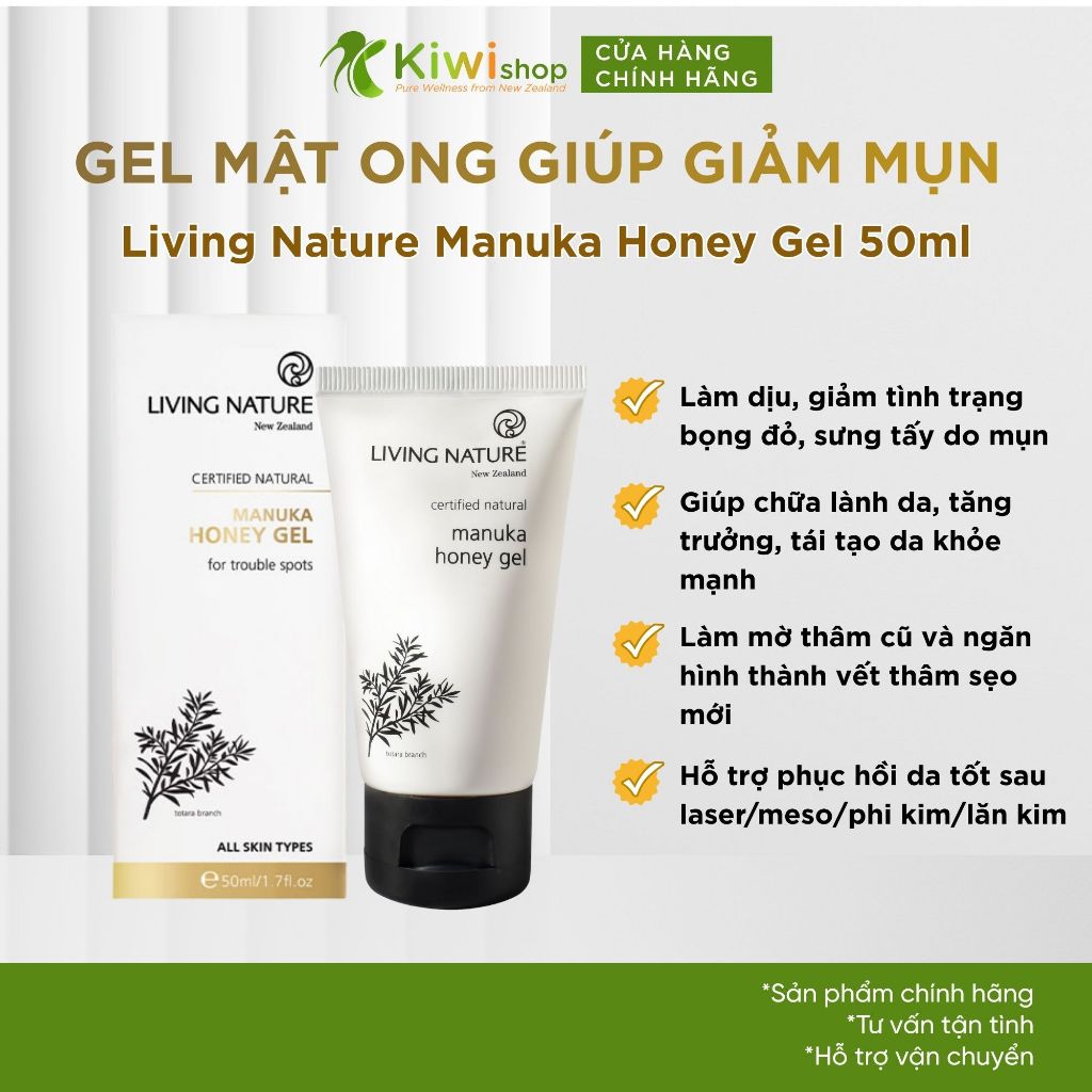 Gel mật ong Manuka giảm mụn ẩn Living Nature Manuka Honey Gel