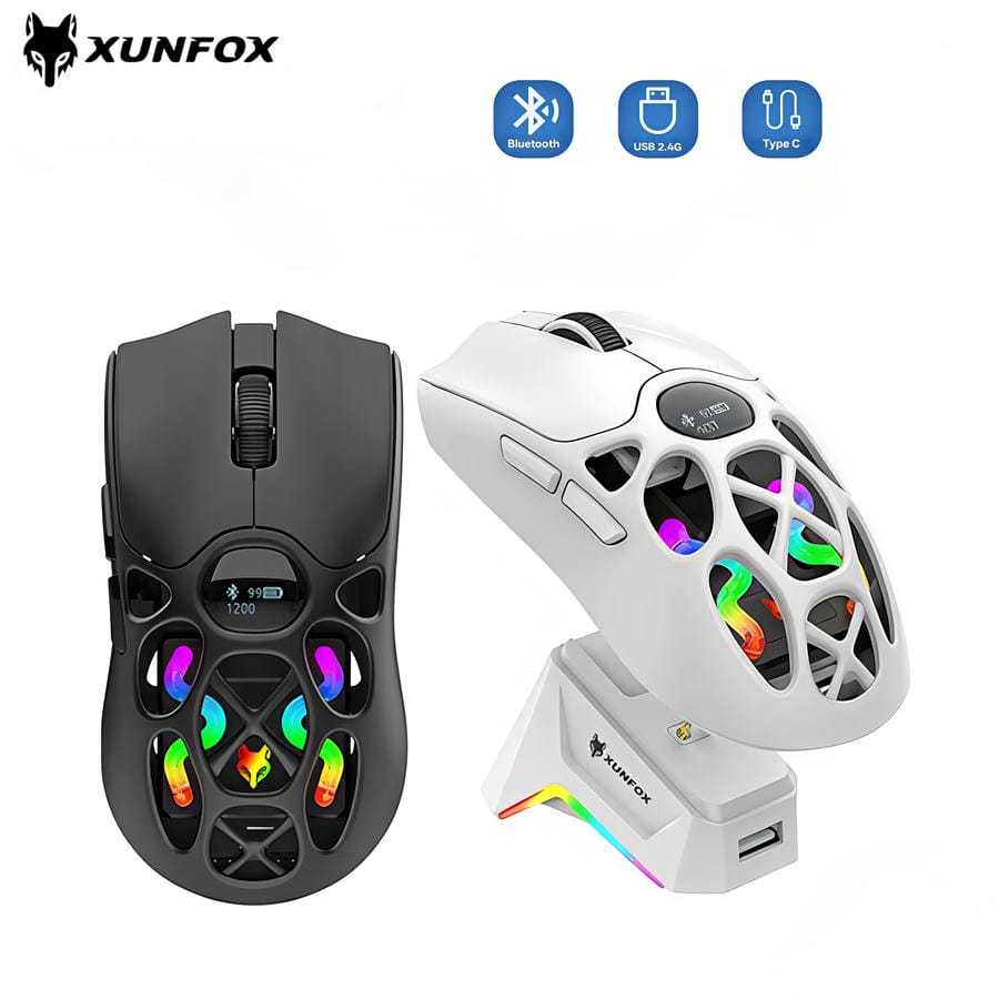 Chuột Không Dây Gaming XUNFOX H16 PRO, Bluetooth, 2.4G, Dây, Tốc Độ Siêu Phản Hồi