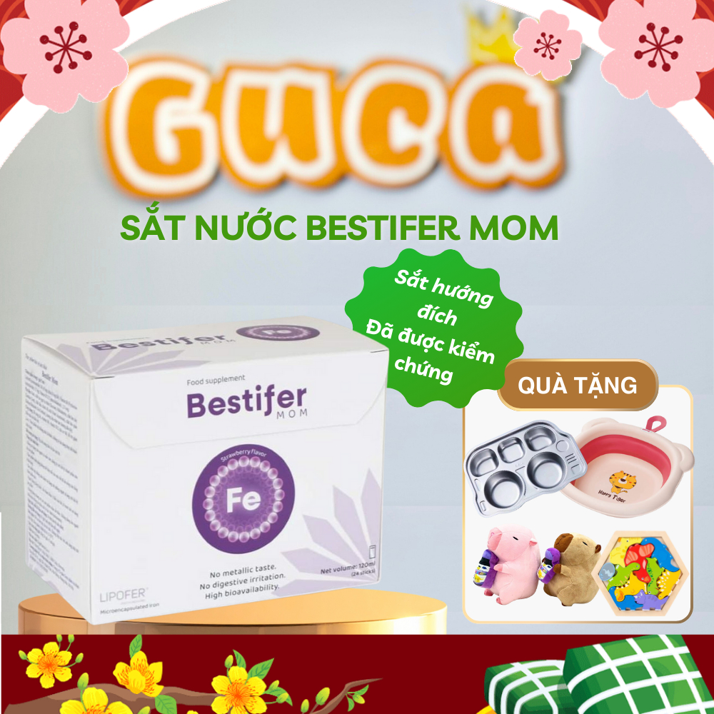Sắt bầu dạng nước Bestifer sắt hướng đích hấp thu cao vị thơm ngon, hộp 24 gói