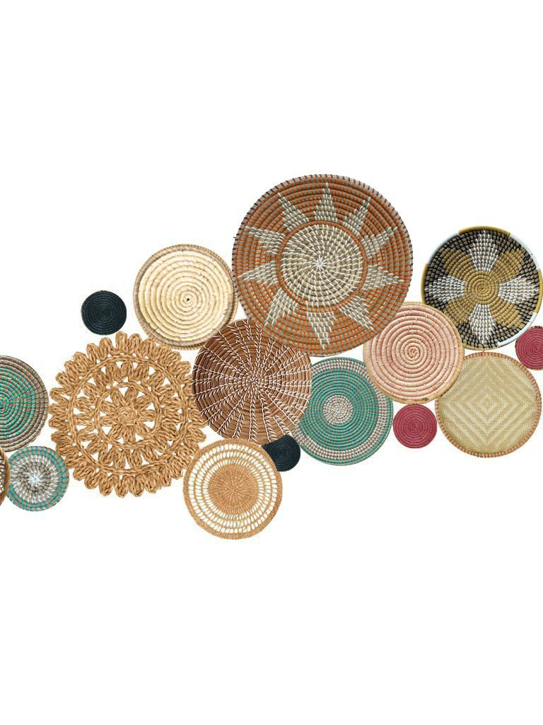 Bộ 17 đĩa cói Mây Tre Đan trang trí