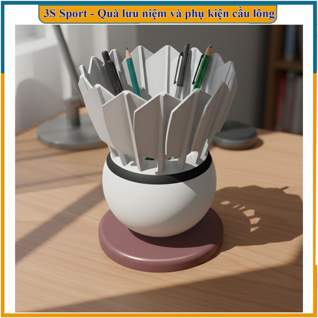 🏸 Hộp Đựng Bút Hình Cầu Lông 3D 3S Sport - Ống Cắm Bút Độc Đáo [In 3D Cao Cấp, Nhựa Thân Thiện] 🎁
